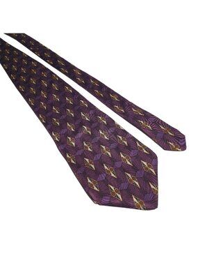 Bill Blass Black Label Purple Geometric Print Silk Tie Mens Accessories Multicol